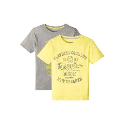 T-shirt chłopięcy (2 szt.) bonprix jasnoszary melanż + jasnożółty