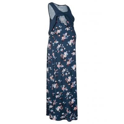 Sukienka shirtowa ciążowa i do karmienia bonprix ciemnoniebieski w kwiaty