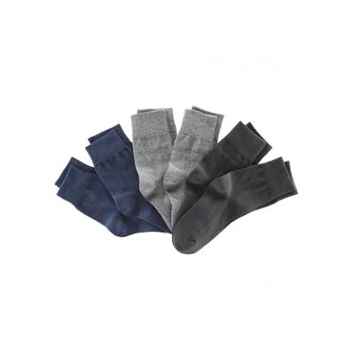 Skarpetki (6 par), kolorowe bonprix czarny + ciemnoniebieski + ciemnoszary