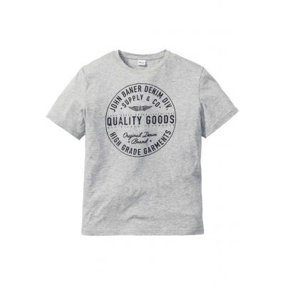 T-shirt bonprix jasnoszary melanż z nadrukiem