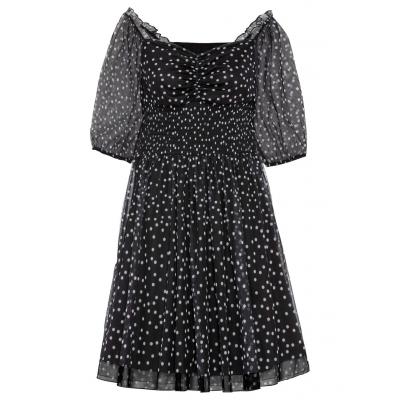 Sukienka z nadrukiem bonprix czarno-biały w kropki