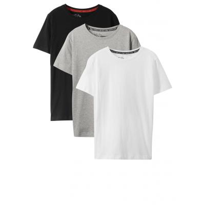 T-shirt chłopięcy basic (3 szt.) bonprix czarny + jasnoszary melanż + biały