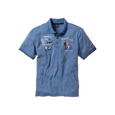 Shirt polo z efektownym zdobieniem bonprix niebieski dżins