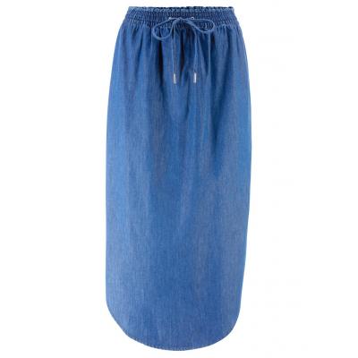 Spódnica dżinsowa z gumką w talii bonprix niebieski