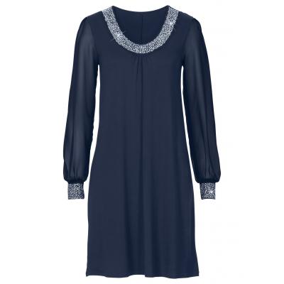 Sukienka z aplikacją ze sztrasów bonprix ciemnoniebieski