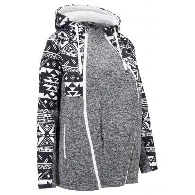 Bluza rozpinana ciążowa z polaru, z wstawką na nosidełko bonprix czarno-kremowy