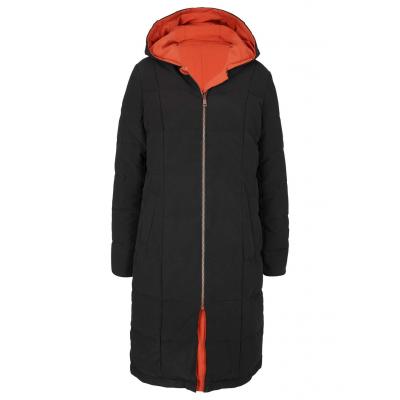 Długa kurtka pikowana dwustronna bonprix czarno-pomarańczowy miedziany
