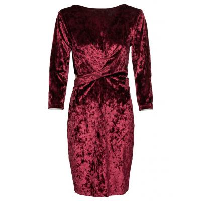 Sukienka z materiału w optyce aksamitu bonprix czerwony rubinowy
