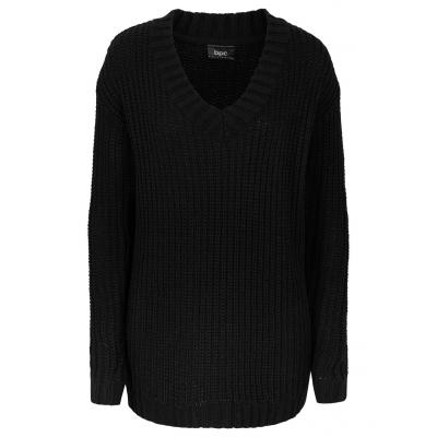 Sweter z dekoltem w serek bonprix czarny