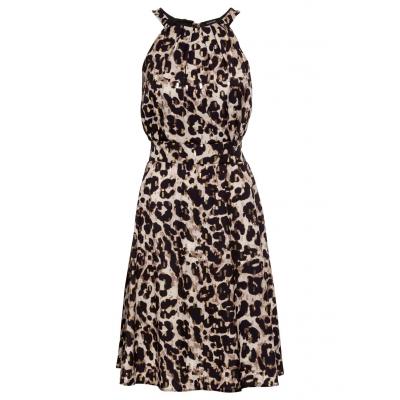 Sukienka z brokatowym nadrukiem bonprix beżowy leo