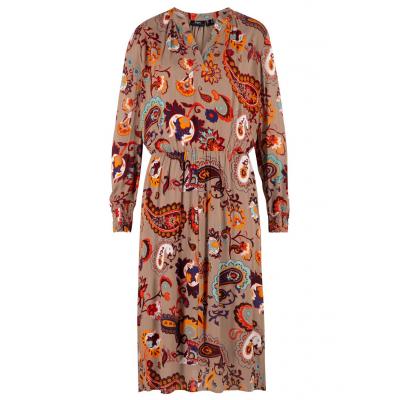 Sukienka midi z tkaniny drukowanej bonprix szarobrązowy "paisley"