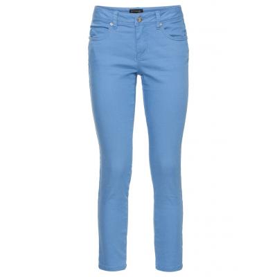 Spodnie ze stretchem 7/8 bonprix niebieski dżins