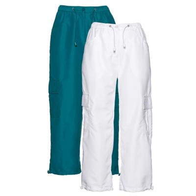 Spodnie 7/8 (2 pary) bonprix kobaltowo-turkusowy + biały