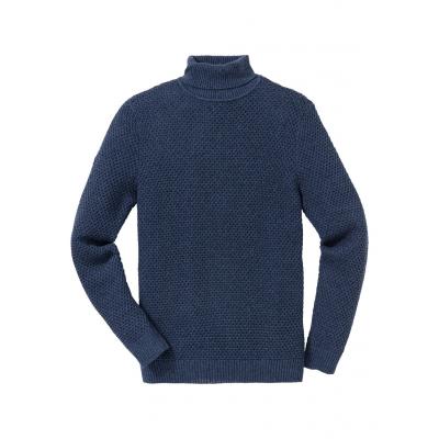 Sweter z golfem regular fit bonprix ciemnoniebieski melanż