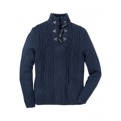 Sweter w warkocze bonprix ciemnoniebieski