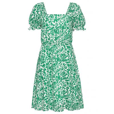 Sukienka bonprix zielono-biel wełny wzorzysty