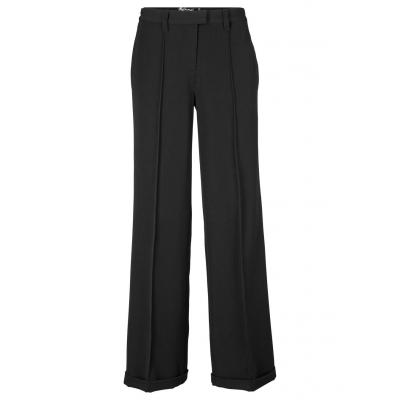 Spodnie z lejącego materiału ze stretchem, z zaprasowanym kantem, wide bonprix czarny