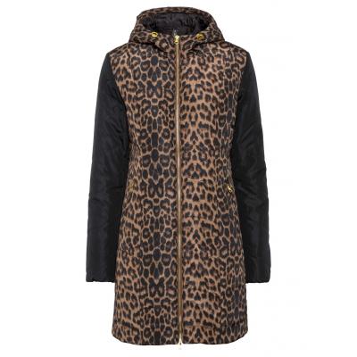 Płaszcz pikowany w cętki leoparda bonprix czarno-brązowy leo