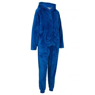 Bluza rozpinana z polaru baranka + spodnie (2 części) bonprix niebieski polarny