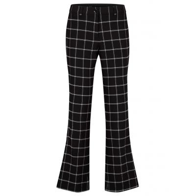 Spodnie z bengaliny w kratę, poszerzane nogawki bonprix czarno-biały w kratę