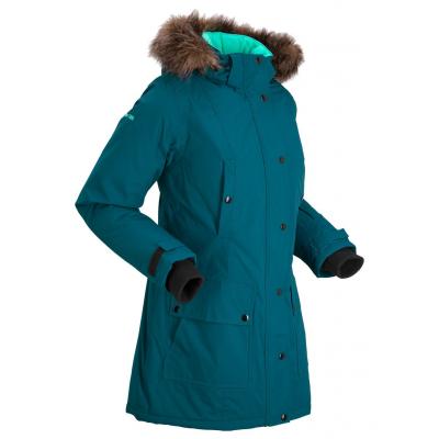 Długa kurtka outdoorowa funkcyjna z kapturem bonprix niebieskozielony morski