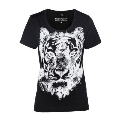 Shirt z nadrukiem tygrysa bonprix czarno-biały
