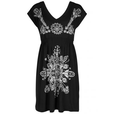 Sukienka plażowa bonprix czarno-biały z nadrukiem