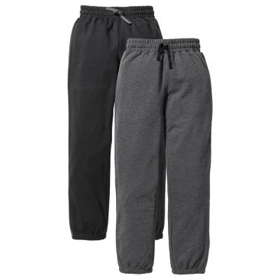 Spodnie chłopięce dresowe (2 pary) bonprix czarny + antracytowy melanż
