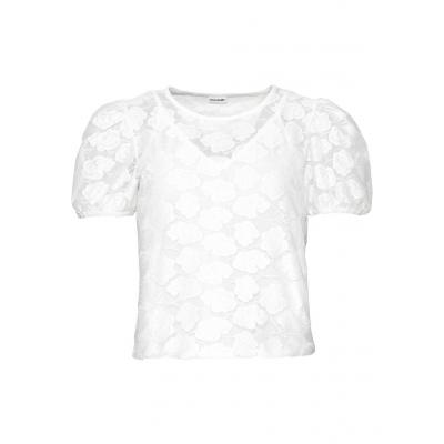 Shirt koronkowy bonprix biel wełny