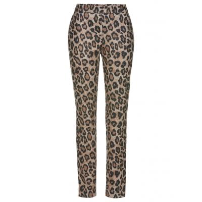 Spodnie z dżerseju bonprix w cętki leoparda