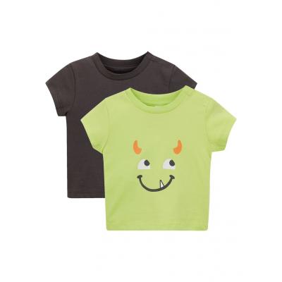 Koszulka niemowlęca (2 szt.), bawełna ekologiczna bonprix zielony kiwi + szary