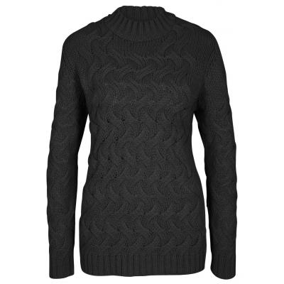 Sweter w strukturalny wzór bonprix czarny