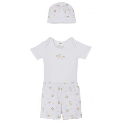 Body niemowlęce + spodnie + czapka (kompl. 3-częściowy), bawełna organiczna bonprix naturalny