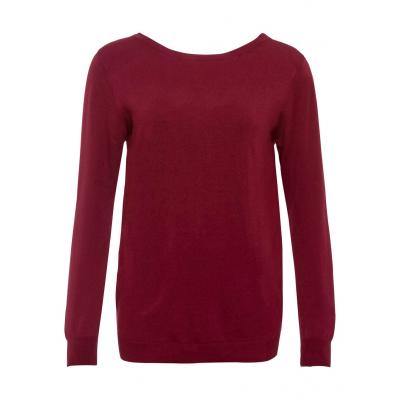 Sweter z koronką bonprix czerwony rubinowy