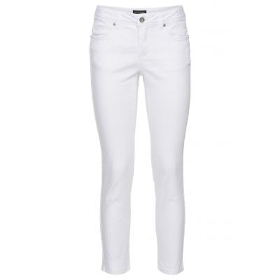 Spodnie ze stretchem 7/8 bonprix biały