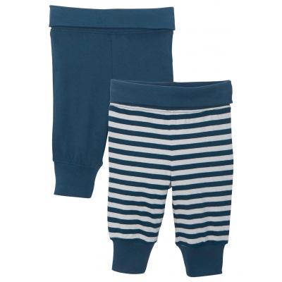 Spodnie niemowlęce z dżerseju (2 pary), bawełna organiczna bonprix ciemnoniebiesko-srebrny w paski