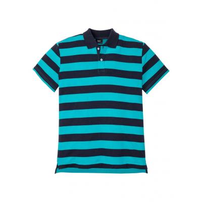Shirt polo bonprix ciemnoniebiesko-turkusowy w paski