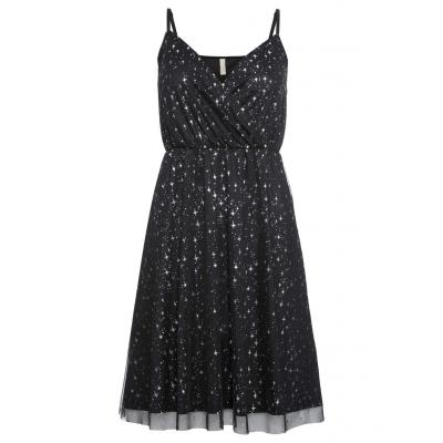Sukienka z metalicznym nadrukiem bonprix czarno-srebrny kolor