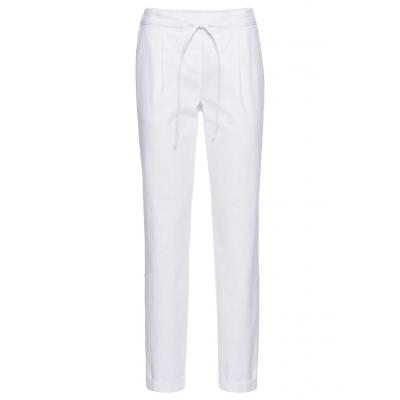 Spodnie lniane bonprix biały