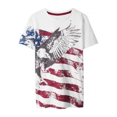 T-shirt chłopięcy slim fit, bawełna organiczna bonprix biały  - ameryka