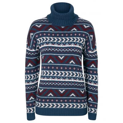 Sweter w norweski wzór bonprix ciemnoniebieski wzorzysty
