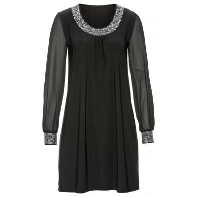 Sukienka z aplikacją ze sztrasów bonprix czarny