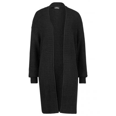 Długi sweter bez zapięcia w strukturalny wzór bonprix czarny