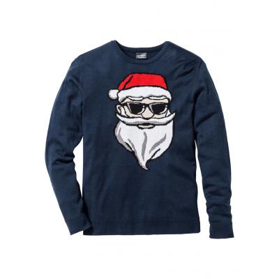 Sweter z bożonarodzeniowym motywem bonprix ciemnoniebieski