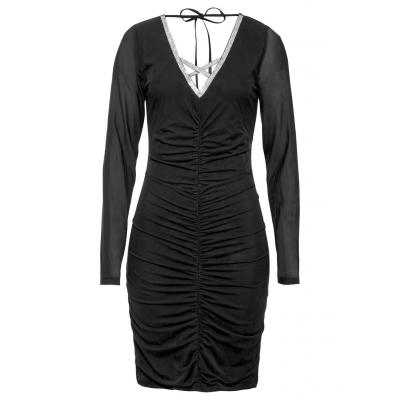 Sukienka z połyskującą aplikacją bonprix czarny