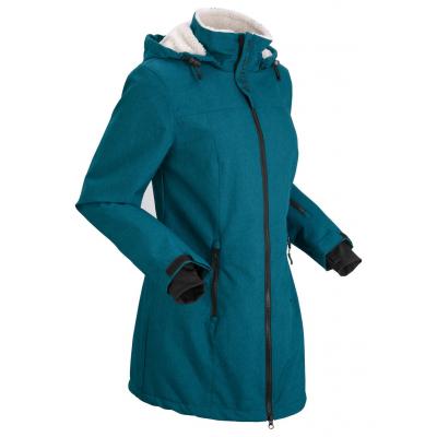 Długa kurtka outdoorowa funkcyjna z polarem barankiem bonprix niebieskozielony morski