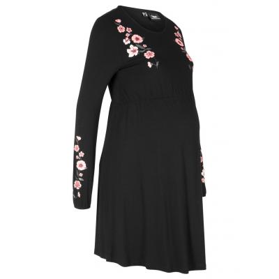 Sukienka ciążowa z dżerseju bonprix czarny w kwiaty