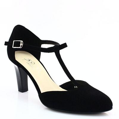Kotyl 889 czarny zamsz - piękne buty taneczne ze skóry - czarny
