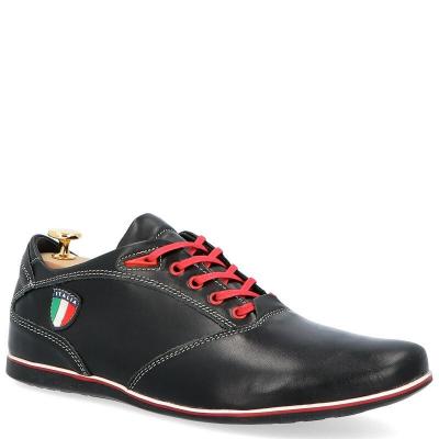 Kent 511i czarne - skórzane buty casual - czarny