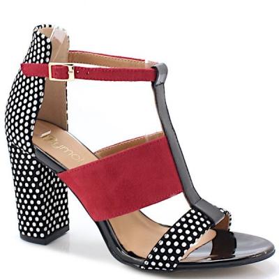 Tymoteo 17603 czarne - sandały z modnym wzorem - czarny || czerwony